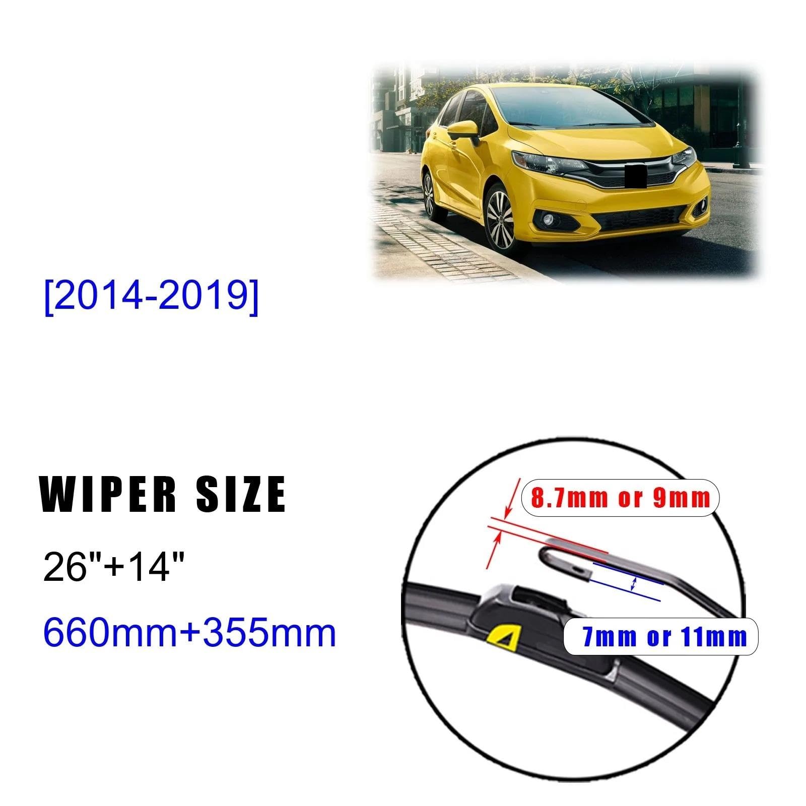 Hojas Repuesto Limpiaparabrisas Para Fit Para Jazz 2014-2019 Limpiaparabrisas Delanteros Accesorios Automóvil Escobilla Limpiaparabrisas Automóvil Escobilla Escobillas Limpiaparabrisas Juego