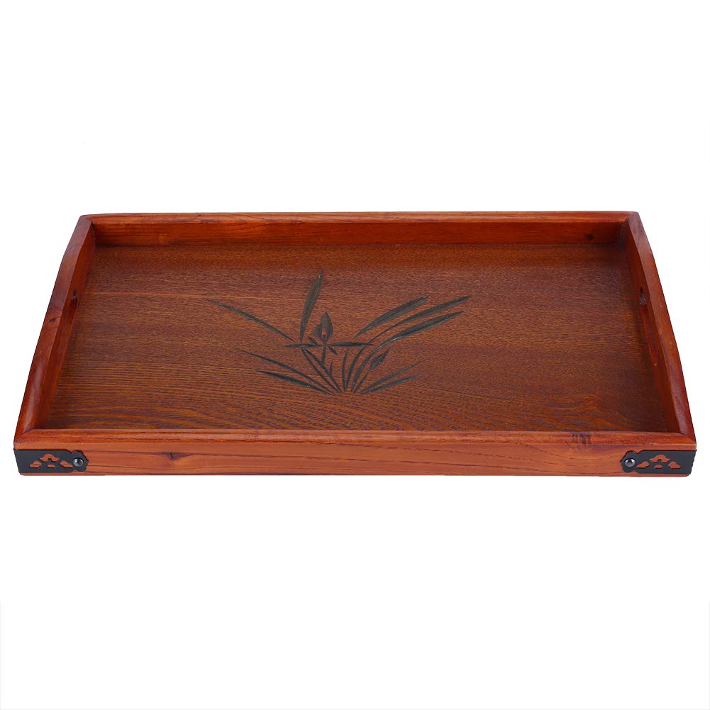 45 * 27 * 3cm Vassoio da Tè in Legno Bambù Mini Vassoio da Tavola Tavolo da tè Forma Rettangolare Massiccio Tè Caffè Snack Food Pasti Vassoio Piastra Ristorante Vassoi Con Maniglia per Casa Ufficio