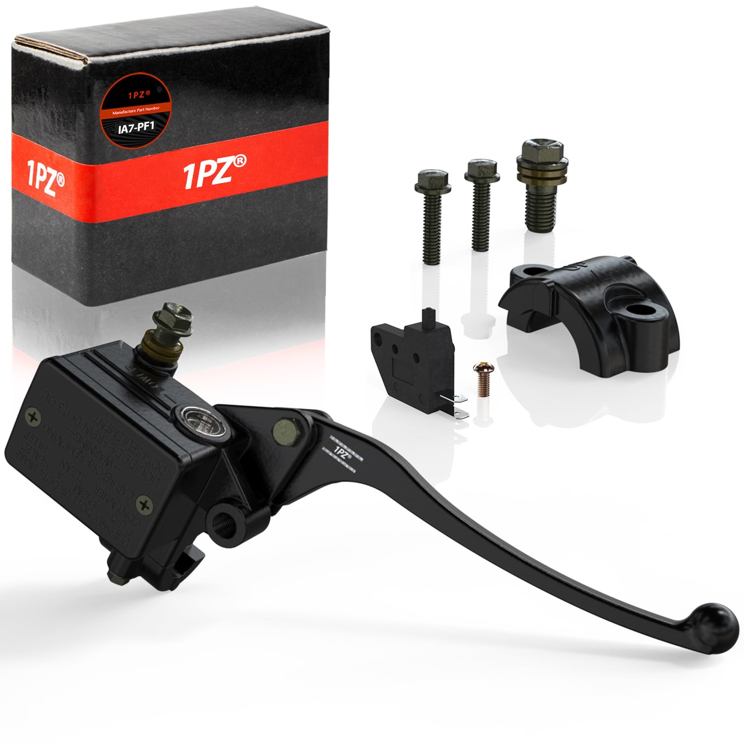 1PZ IA7-PF1 Pompa Freno Anteriore Moto, 7/8" 22mm Pompa Freno Superiore Destra per Moto, con Interruttore Freno, Foro di Installazione Specchietto Retrovisore 10mm