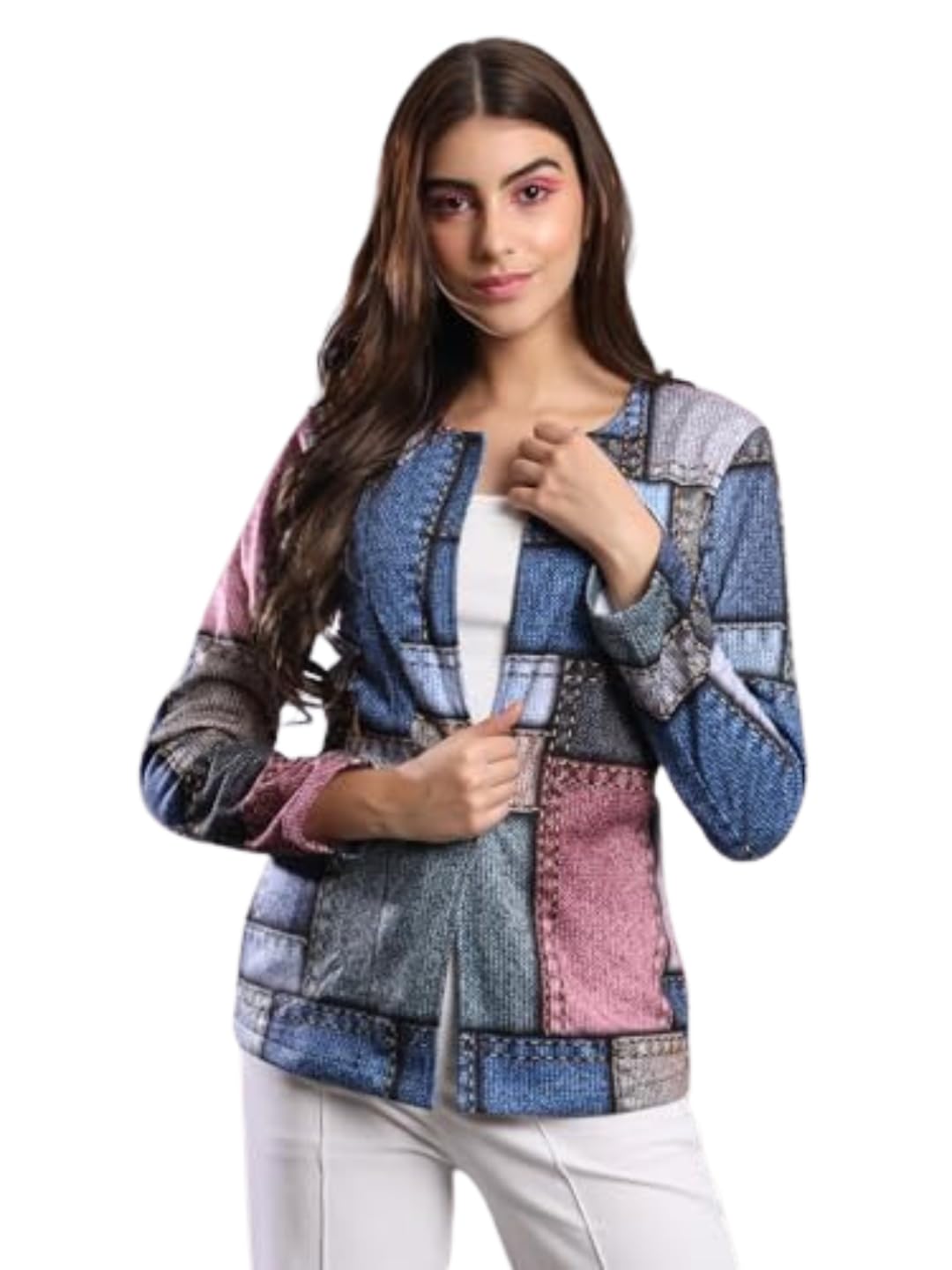 tandul Women's Women Coat - Multicolor Polyester Full Sleeve Women Coat Single Breasted Printed Women Coat (7296)-picture-26