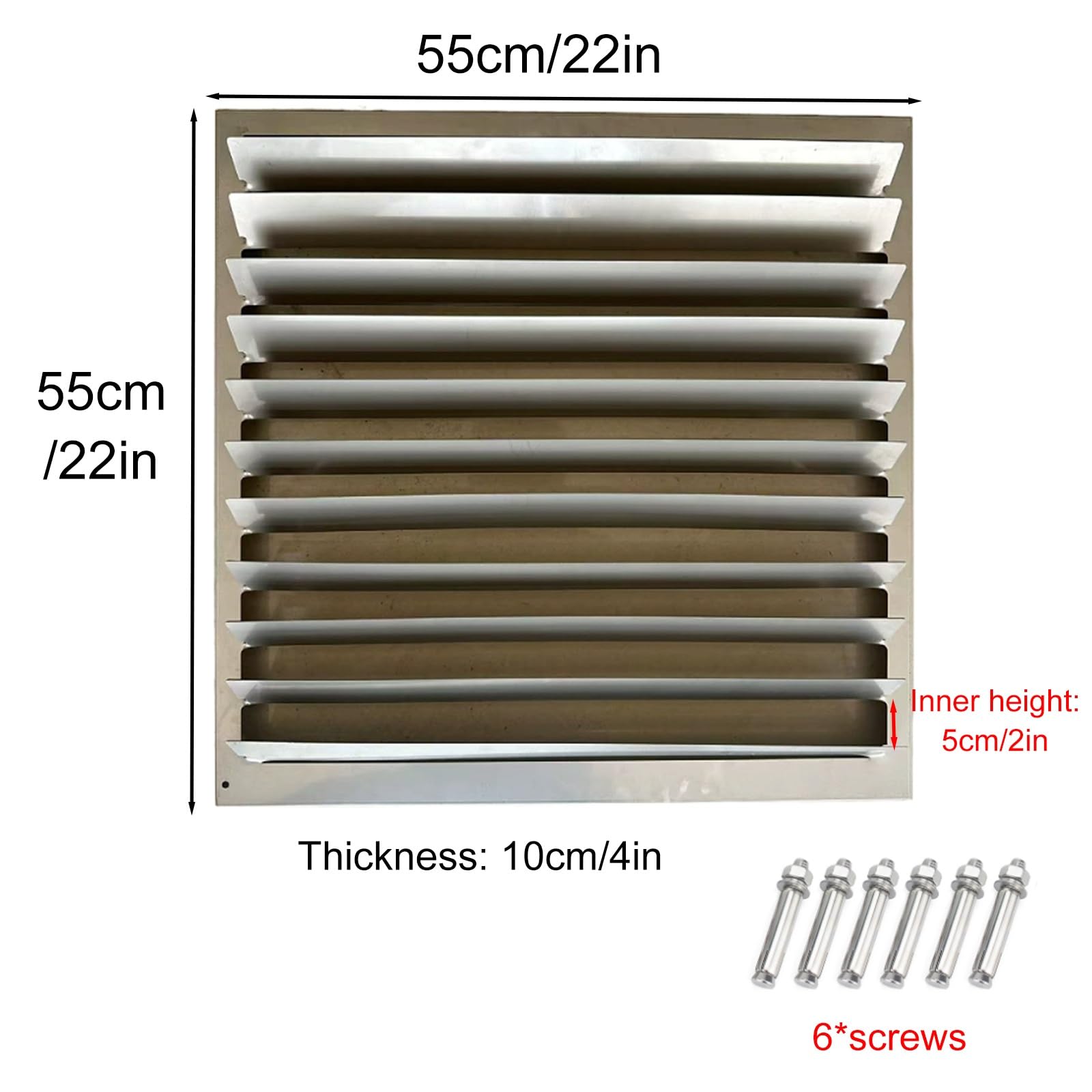 Copertura di sfiato del condizionatore d'aria in acciaio inossidabile, griglia rettangolare resistente alle intemperie per unità AC esterna, 55 x 55 cm, protezione contro gli agenti atmosferici