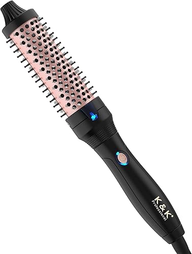 K&K Cepillo térmico de 1.25 pulgadas, rizador térmico calentado, rizador iónico, turmalina de cerámica, rizador iónico, cepillo redondo,