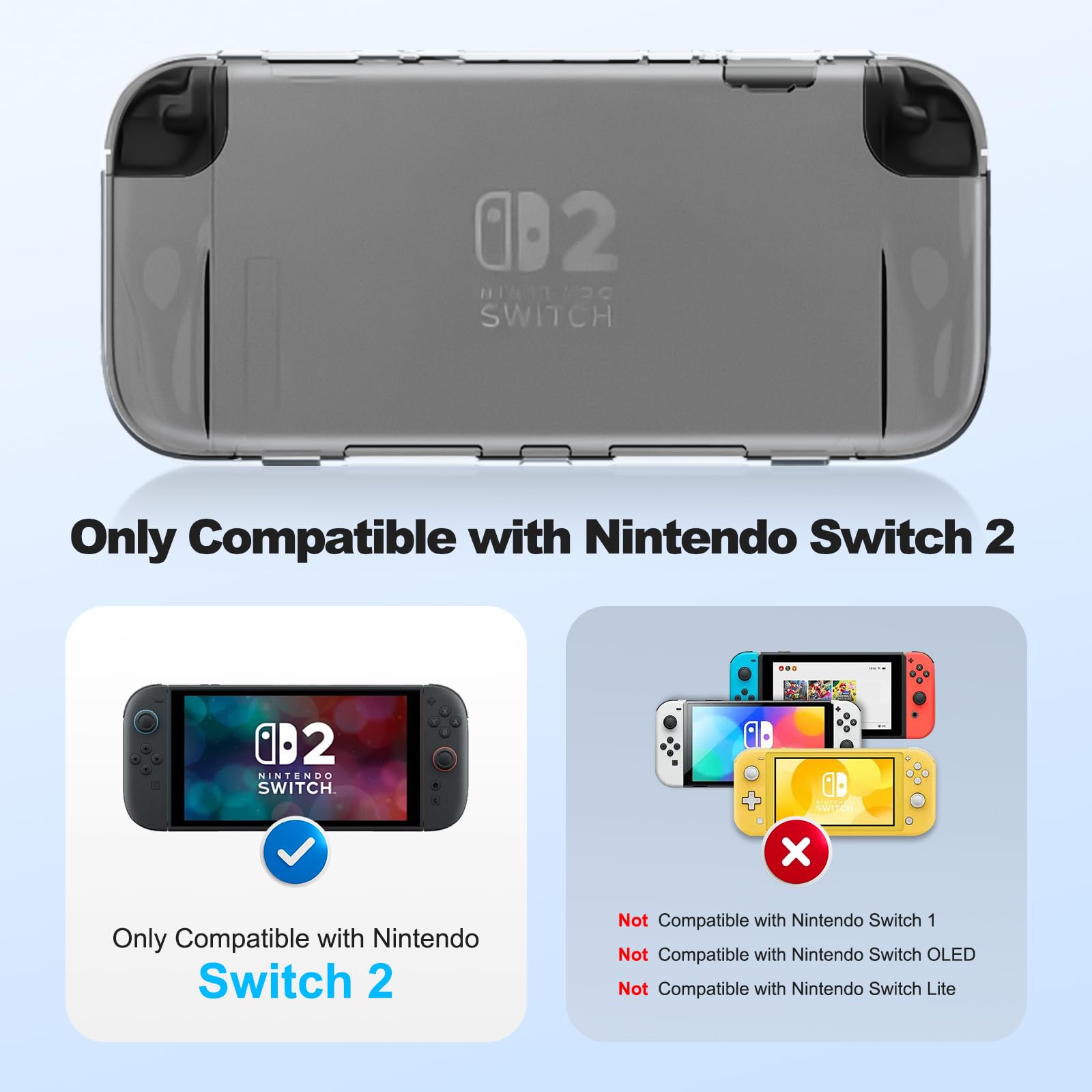 Gdraco Coperchio protettivo trasparente per Nintendo Switch 2 Design integrato Coperchio in TPU resistente ai graffi e agli urti Coperchio trasparente