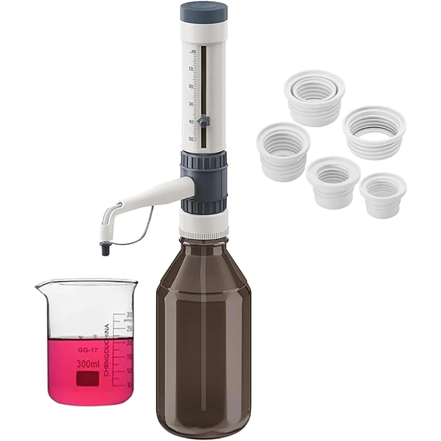 Laboratory Dispensing Liquid Equipment,Lab Quantitative Liquid Addition Bottle Top Dispenser,Max Pressure Resistance 500mbar,Max Viscosity Resistance 500mm²/s, for Solvents, Liquid(2.5-25ml)