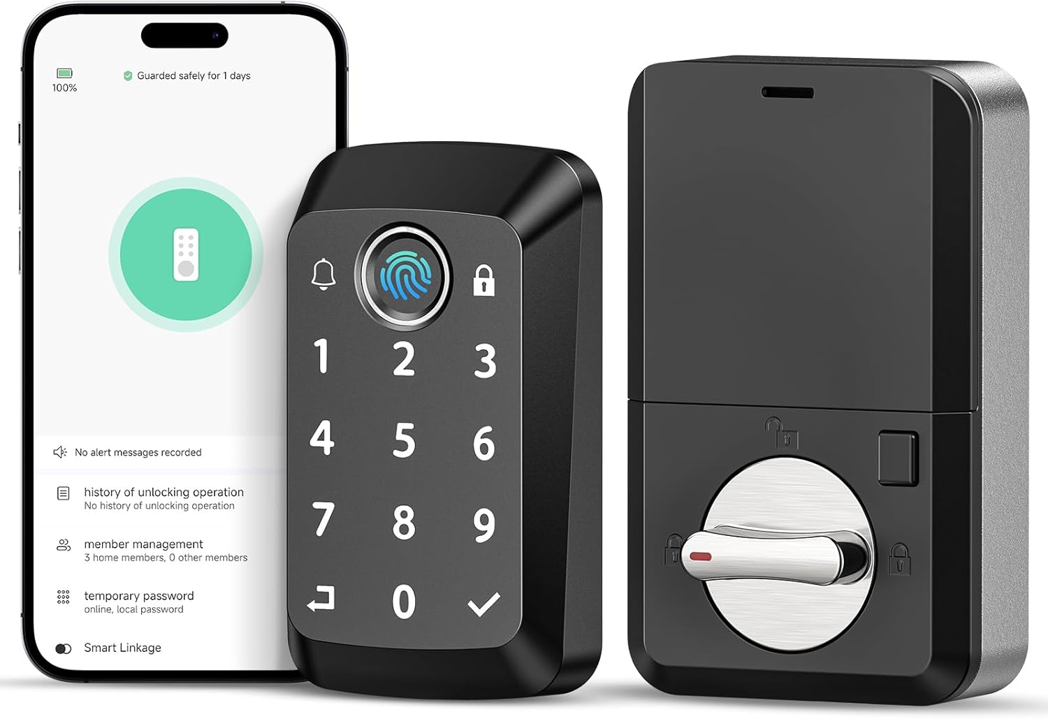 Keyless Entry Door Lock with Doorbell, Fingerprint Smart Locks for Front Door, Electronic Keypad Deadbolt with Built-in Wi-Fi APP Control, Auto Lock-Control, 915MHz Connection, Matte Black Keyless Entry Door Lock with Doorbell, Fingerprint Smart Locks for Front Door, Electronic Keypad Deadbolt with Built-in Wi-Fi APP Control, Auto Lock-Control, 915MHz Connection, Matte Black