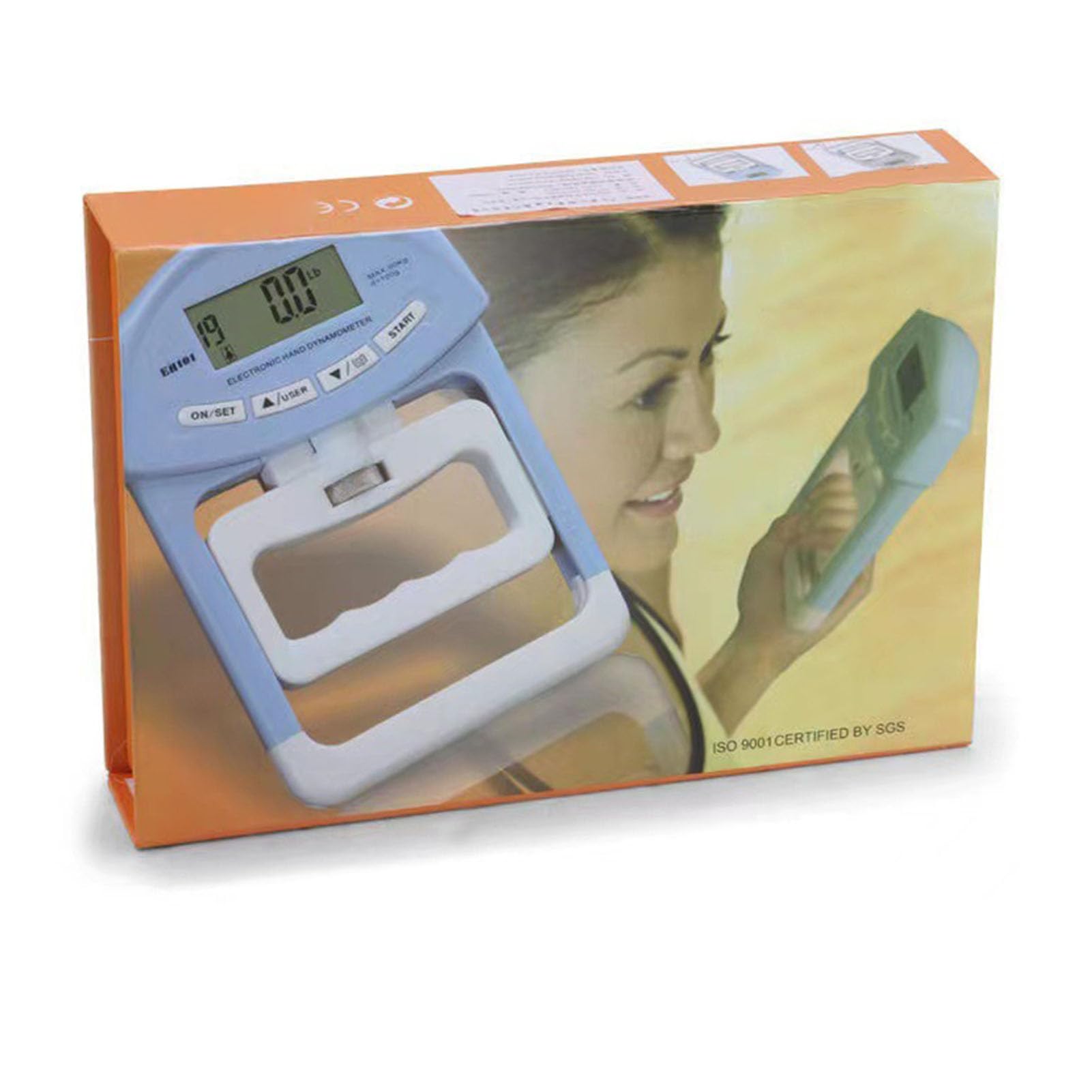Dinamómetro de Mano Digital con Agarre Ajustable para Medición de Fuerza - Probador de Fuerza Electrónico con Pantalla LCD para Entrenamiento de Rehabilitación, Material ABS, 195x125x30 Mm