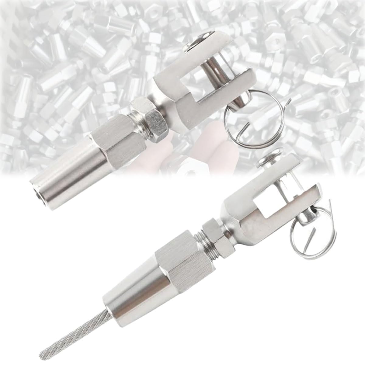 2 terminales de horquilla sin estampa de acero inoxidable for cables de 3 mm, 4 mm, 5 mm, 6 mm y 8 mm, instalación rápida de grado marino, accesorios de bricolaje, clips for cables de acero(3mm)
