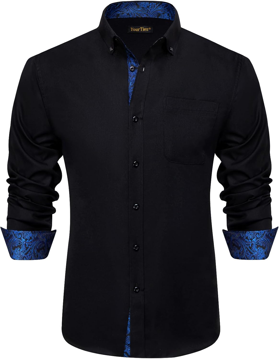 Mens Dress Shirt Long Sleeve Casual Button Down Shirt Wrinkle Free Formal Business Inner Collar Contrast Shirts - Image 7