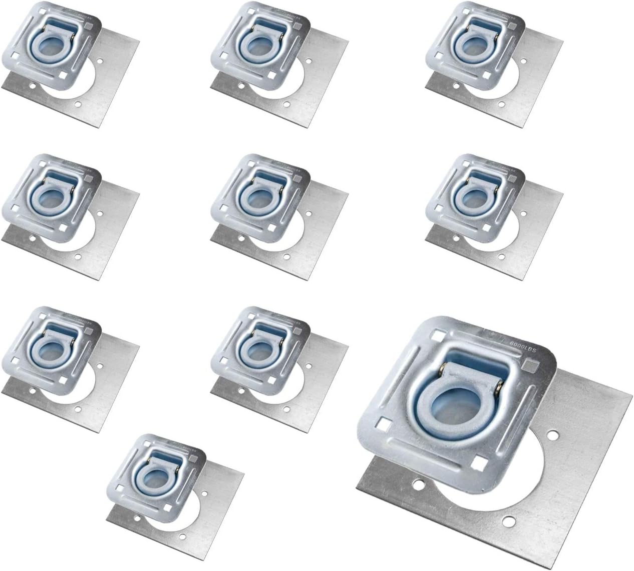 Recessed D-Ring 6,000 lb. Cap. Tiedown w/ Backing Plate - 10 pack