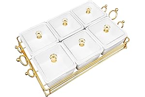 Ceramic Dry Fruit Tray with Lid - 6 Removable Small Bowls