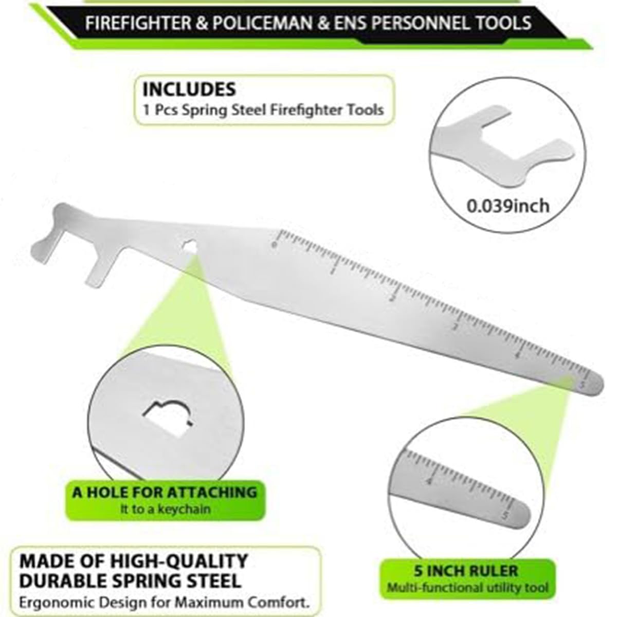 FirePik Pro – Strumento Multiuso Per Vigili Del Fuoco E Primo Soccorso, Leva E Apribottiglie, Acciaio Inox, 20 Cm - 5