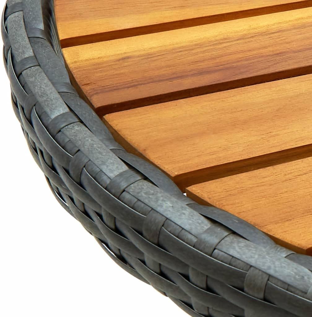 Outdoor Wicker Bar Counter Table, Outdoor Garden Side Table, All-Weather Patio Dining Table for Gardens, Yards, Patios and Terraces, Tea Table Gray 23.6" Poly Rattan and Solid Acacia Wood