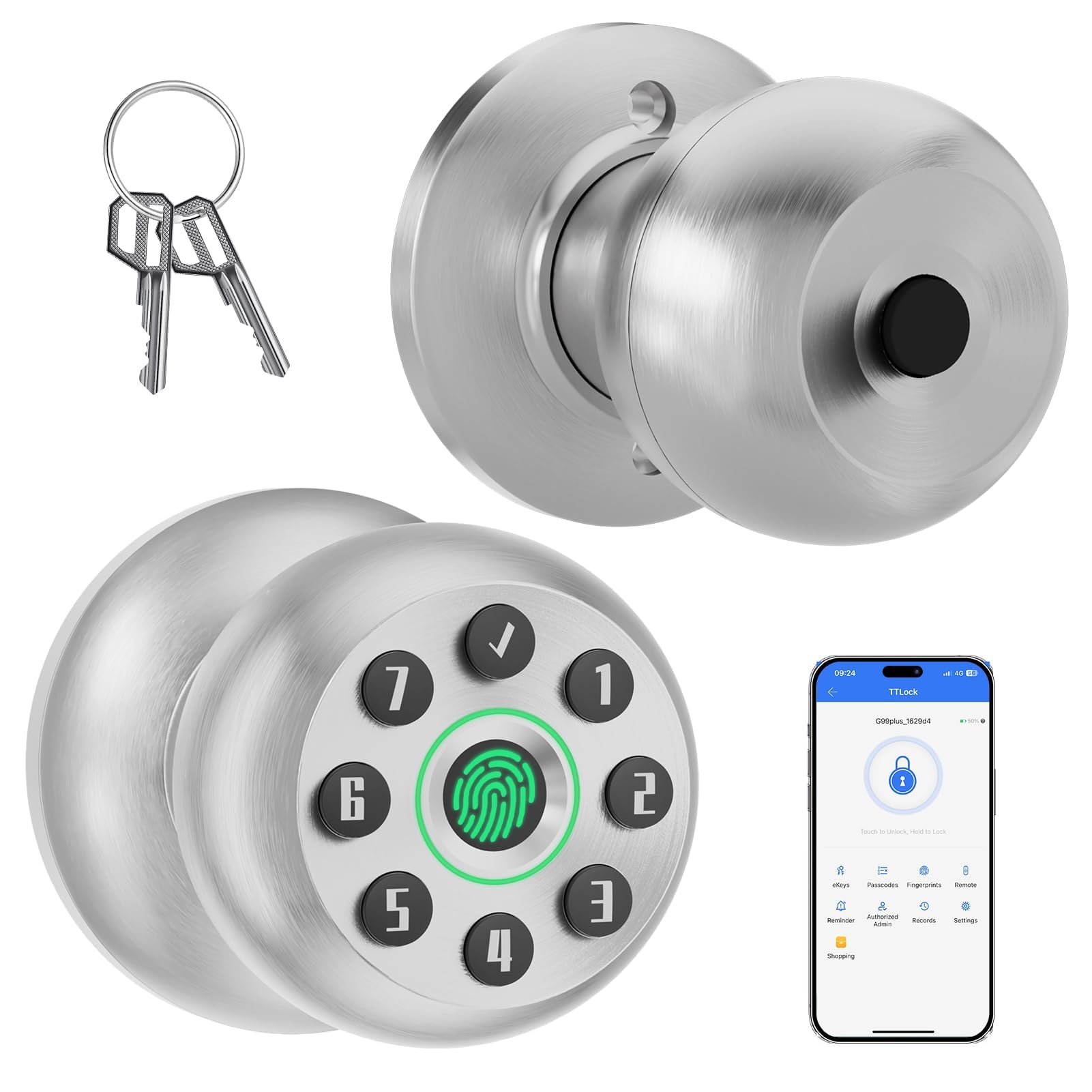 Smart Fingerprint Door Knob - App Control & Auto Lock -10