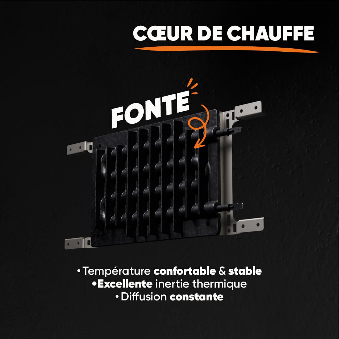 Radiateur électrique fixe à inertie sèche fonte - BESTHERM - BIA 1500W - horizontal blanc - Bricolage