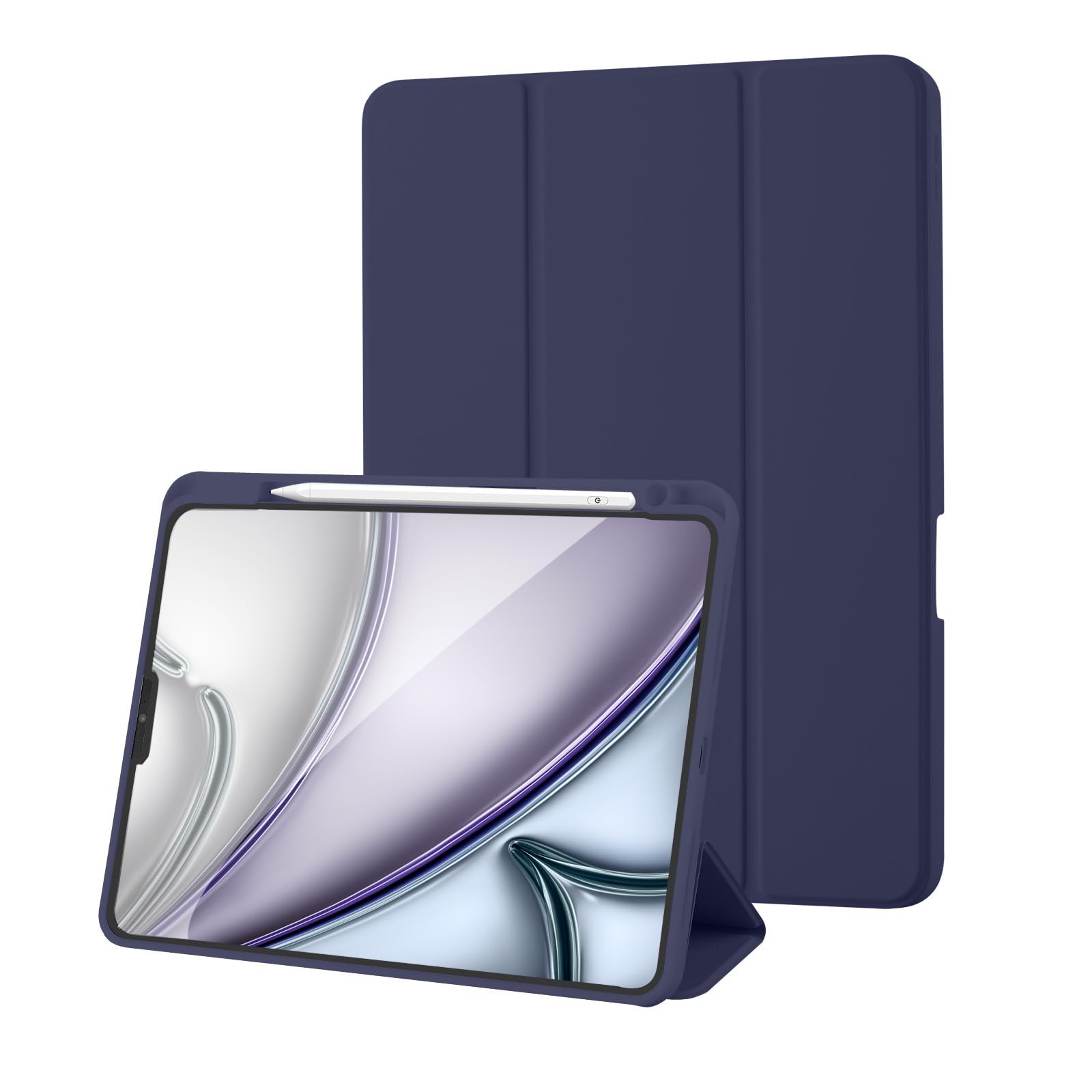 Hülle für iPad Pro 11 zoll 4./ 3./ 2./ 1. generation 2022/2021/2020/2018 Hülle mit Stifthalter, Trifold Ständer Schutzhülle Unterstützt 2. Gen iPencil Aufladen, Auto Schlafen/Wachen, Dunkelblau