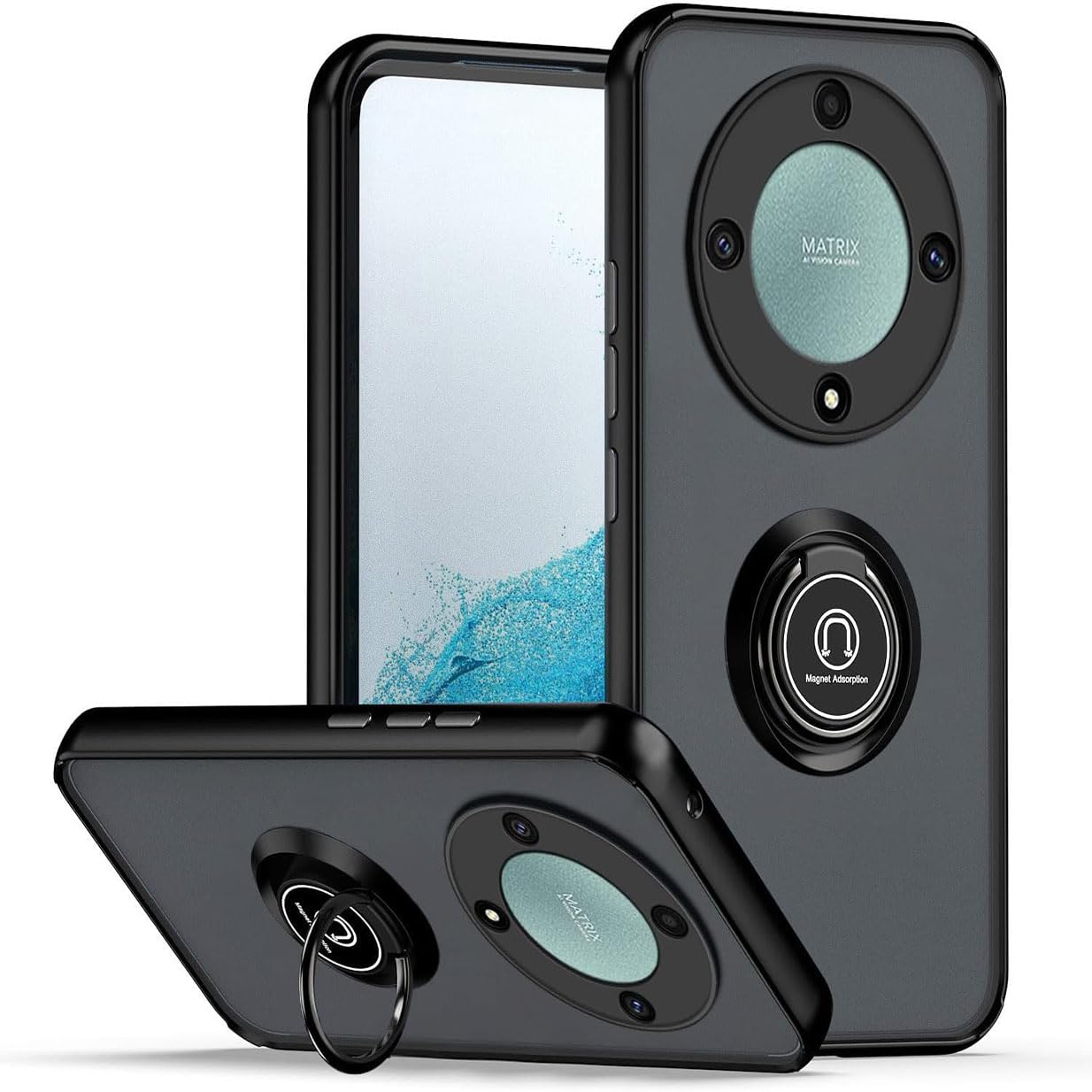 UPLAI Cover per Honor Magic 7 Lite 5G (Magic7 Lite), Antiurto Armatura Custodia con Diapositiva Telecamera Cover e Girevole Metallo Squillo Supporto