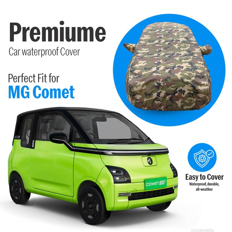Image of Autofact Waterproof Car Body Cover Compatible with MG Comet, with Mirror and Antenna Pockets,4x4 American Matty, Long Lasting Durable Material, Camouflage Army Look