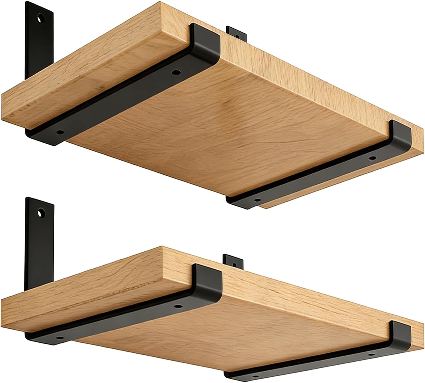 Shelf Brackets 12 Inch 4PCS Heavy Duty Frosted Black Wall Bracket with Lip for Floating Shelves Rustic Iron Metal Shelf Bracket for DIY Open Shelving Hardware Included