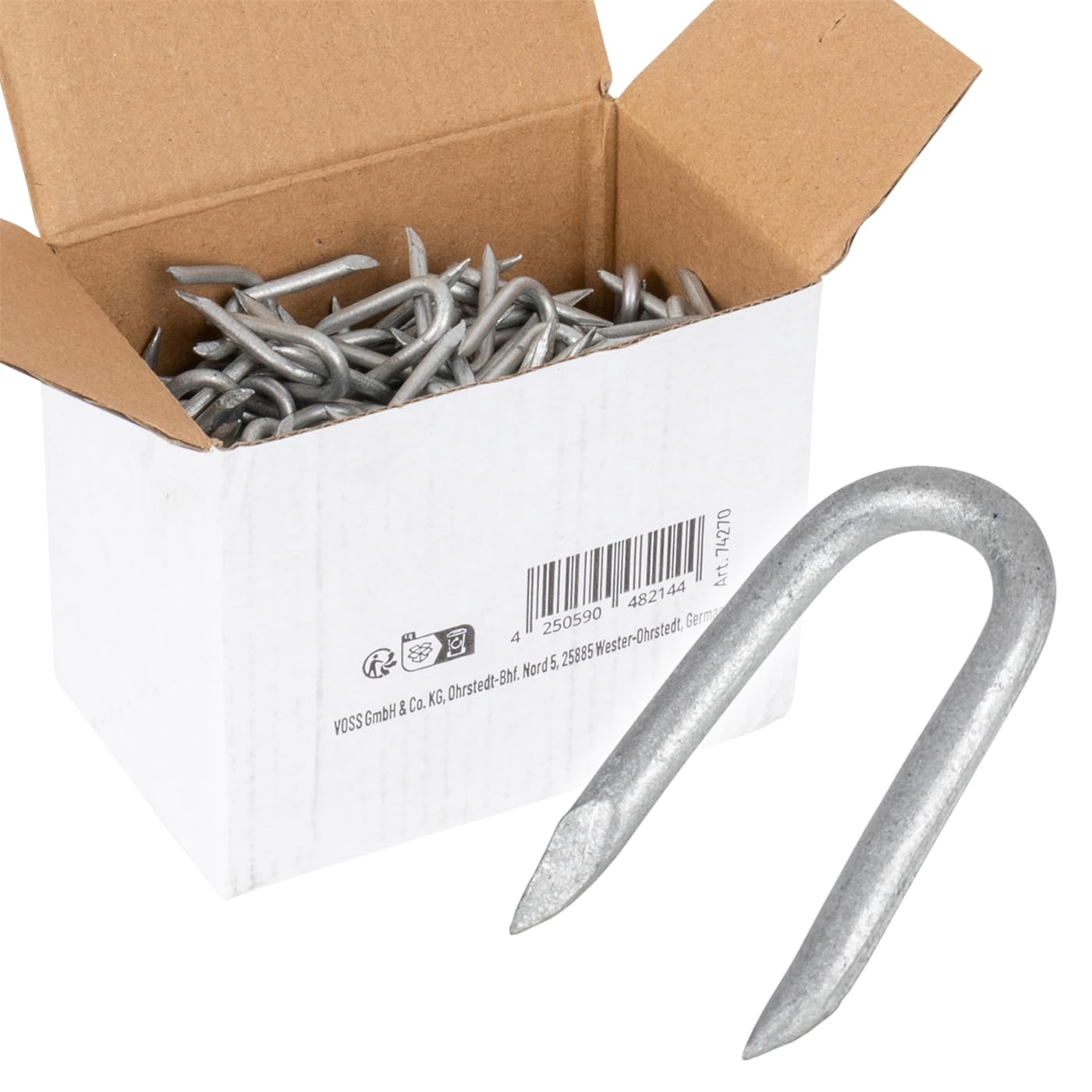 VOSS.farming Staples, Wire Loops, Galvanised, 3.1 x 31 mm, 1 kg, Fastening Staple, Hooks, Loops, Staple Nails