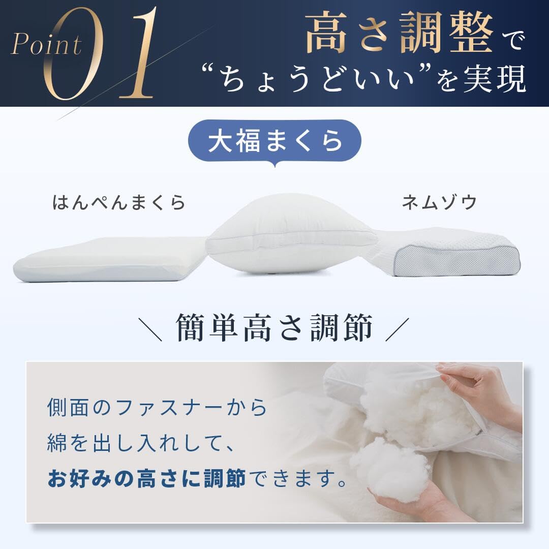 Amazon｜【ホテル仕様】 大福まくら 高さ調整可能 洗える枕 高反発