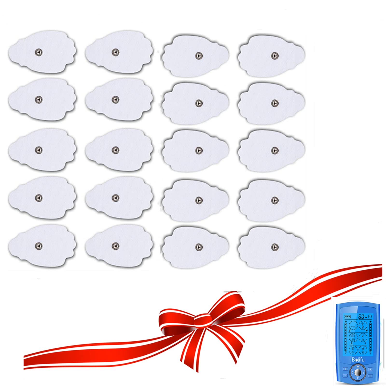 Belifu Adhesive Pad Reusable Self-Adhesive Replacement Massage Pads Latex Free, Standard Connection Snap on 3.5mm Cable for Belifu Massager
