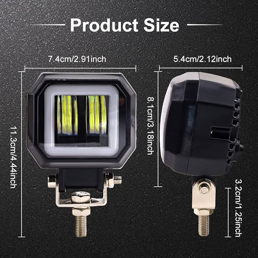 Biqing 2PCS 20W Motorfiets Koplampen Met Rode Angel Eye, 3" Vierkante LED Mistlampen 12V 24V Extra Licht Motor Extra Koplamp Met Stuurschakelaar 7/8" 22mm