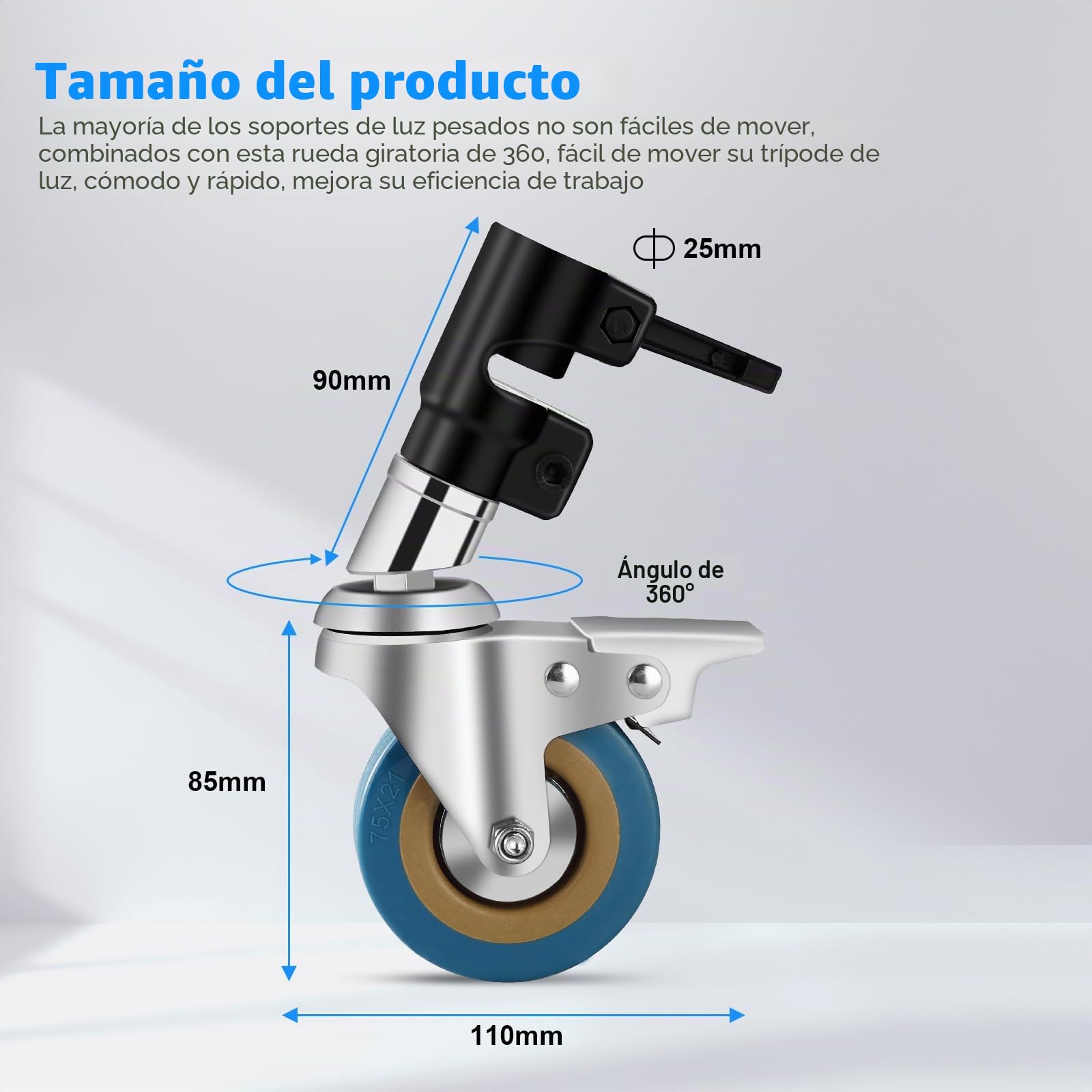 Soonpho Ruedas giratorias para caballete Stand-C, juego de rueda profesional de metal resistente con base de goma, compatible con soporte Stand-C de 25 mm de diámetro (3 unidades)
