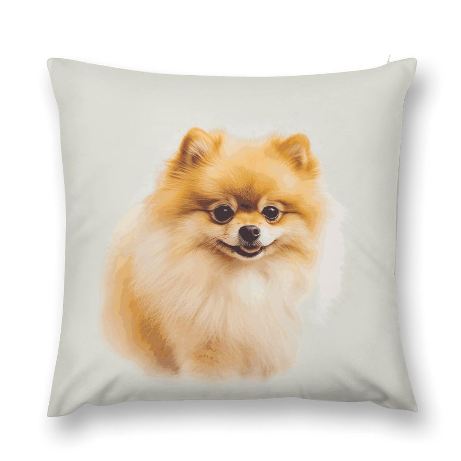 MUSM Yellow Pomeranian Throw Pillow Cover 16 "x16 Wrinkle&Fade Resistant Cozy Soft Plush Pillow Case Protector Double-Sided Personalized Pillowcase Pillow Shams Cushion Cover for Home