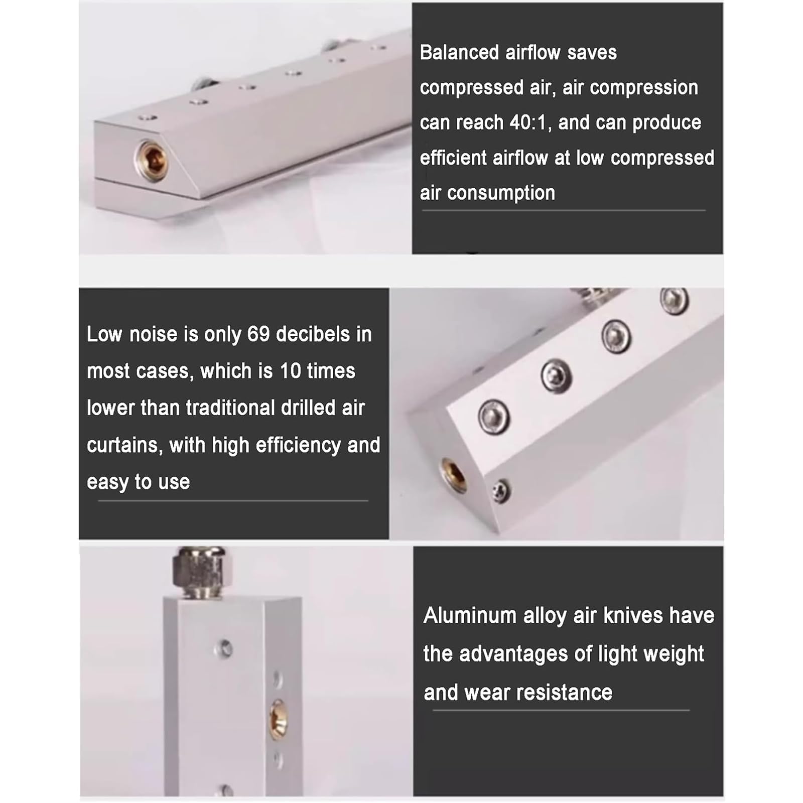 Soffiatore a Lama D'aria In Alluminio, Lama D'aria Per Soffiaggio Polvere Industriale, Con Interfaccia Filettata Da 1/4", Da Utilizzare Con Compressore D'aria, Per Rimozione Acqua, Rimozione Polvere