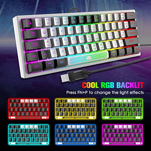 Image of XINMENG 60% Wired Gaming Keyboard And Mouse Combo True Rgb Mini Mechanical Feel Ultra-Compact Keyboard And Rgb 6400 Dpi Honeycomb Optical Mouse,Gaming Mouse Pad For Windows Mac Laptop Pc Gamer