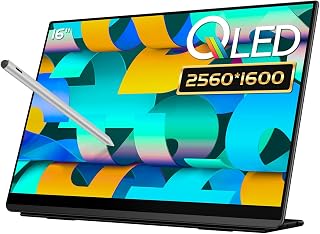 EHOMEWEI Q3 Portable Touchscreen Monitor with Stylus Pen, 2.5K 60Hz 16'' 2560 * 1600, 400 Nit HDR Brightness, FreeSync, Eye Care, Laptop/PC/Phone/Game Console