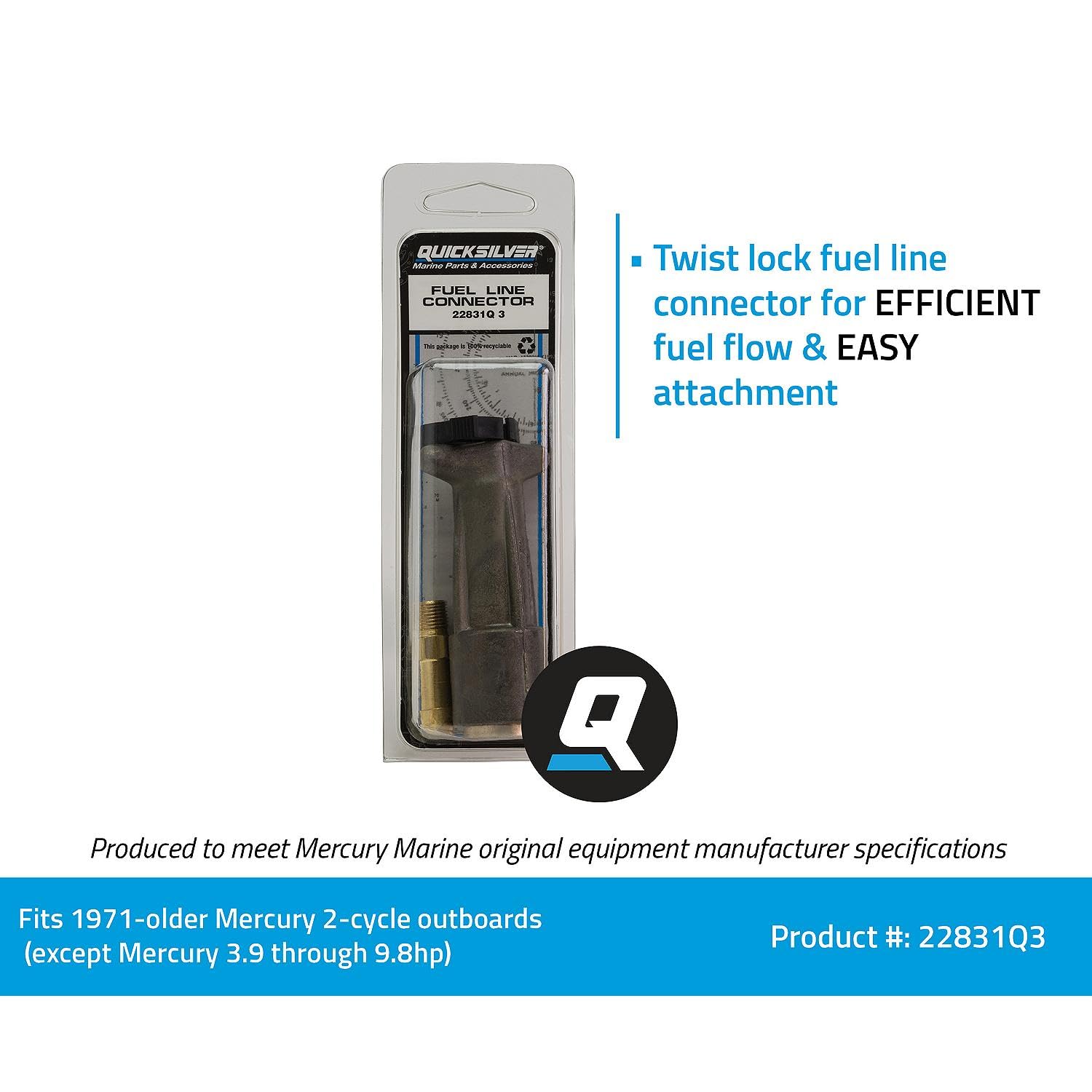 Amazon.com : Quicksilver 22831Q3 Fuel Line Connector for Select