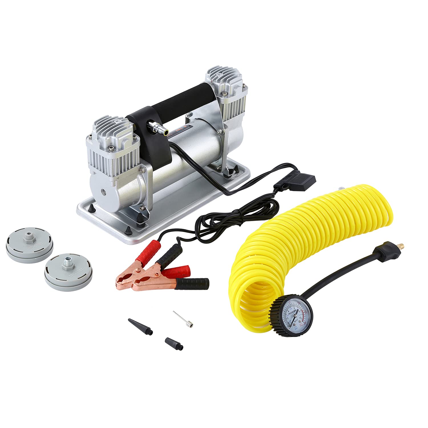KATSU Compressore Aria Portatile Auto Professionale 150 PSI 12V 50Amp Doppio Cilindro 4WD Gonfiatore per Pneumatici per Auto per Grandi Volumi Pompa per Auto Camper Camion 451715
