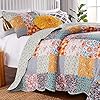 Greenland home carlie modern floral reversible quilt set 3 piece king calico patches  urban country home decor