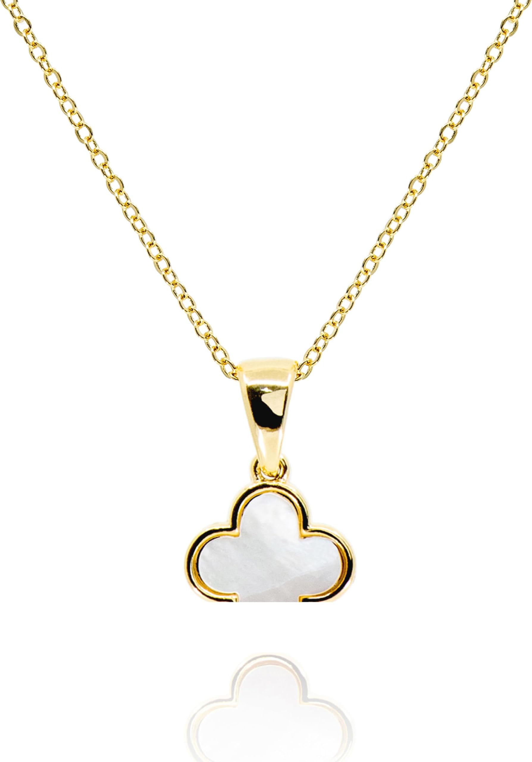 Four Leaf Clover Necklace for Women Dainty Mother of Pearl White Black Onyx Pink Blue Mint Green Crystal Lucky Clover Pendant 14K Gold Plated Jewelry Gifts [CVRN]