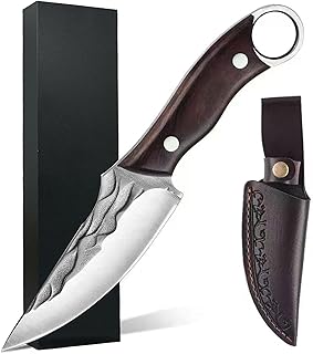 Fixed Blade Hunting Knife, 8.5-inch Bushcraft Survival Tactical Knife with Sheath and Non-Slip Ergonomic Handle for Outdoor, Camping - 10MOONS