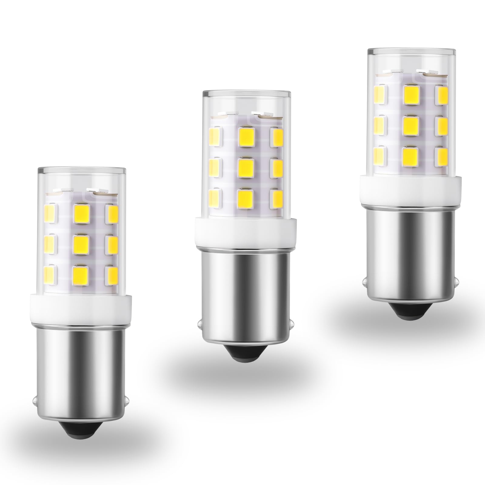 3-Pack 12 Volt BA15S LED Bulbs,1003 7506 1156 LED Bulb 6000k Daylight White, Bayonet Single Contact Base, DC AC12-24V BA15S Bulb for Landscape RV Camper Interior Marine Boat Trailer Lights