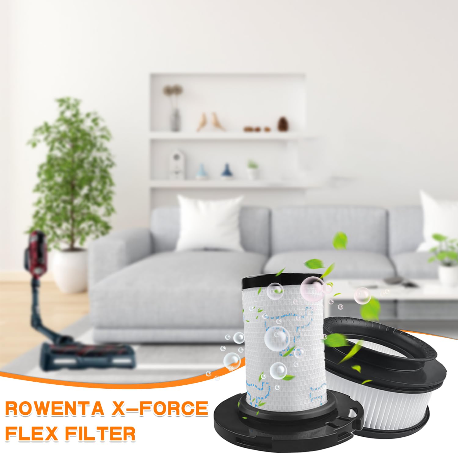 Filtro per Rowenta X-Force Flex 11.60 12.60 14.60 15.60 RH98xx RH99xx Animale Aspirapolvere, 2 Filtri Pre-motore + 2 Filtri Post-motore, Filtri di Ricambio per ZR009007,ZR009008