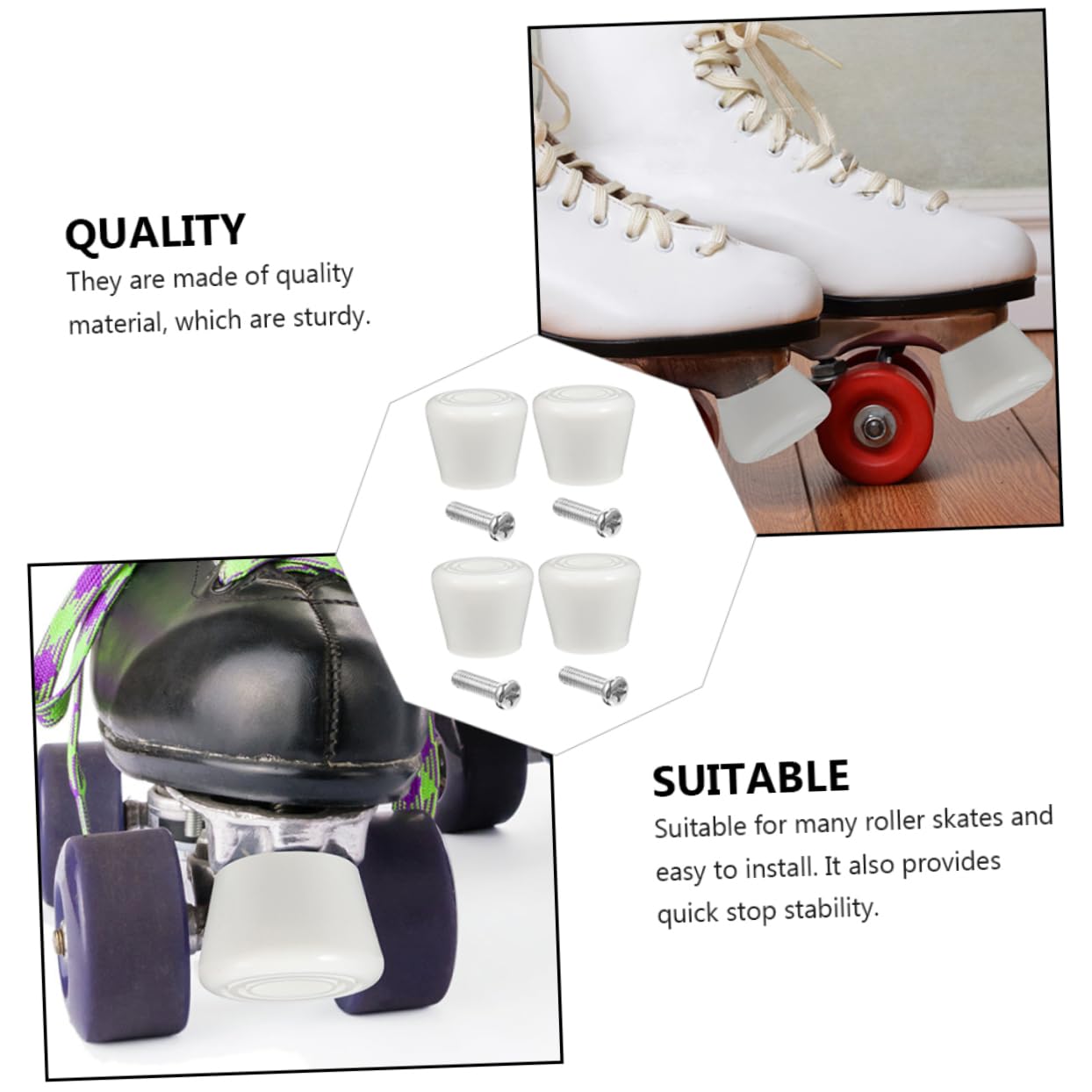 GANAZONO 1set Roller Skating Brake Pad Brake Block for Quad Skates Sturdy Non- Design Easy Installation Enhanced Stability for Sudden Stops Versatile Skating Accessory