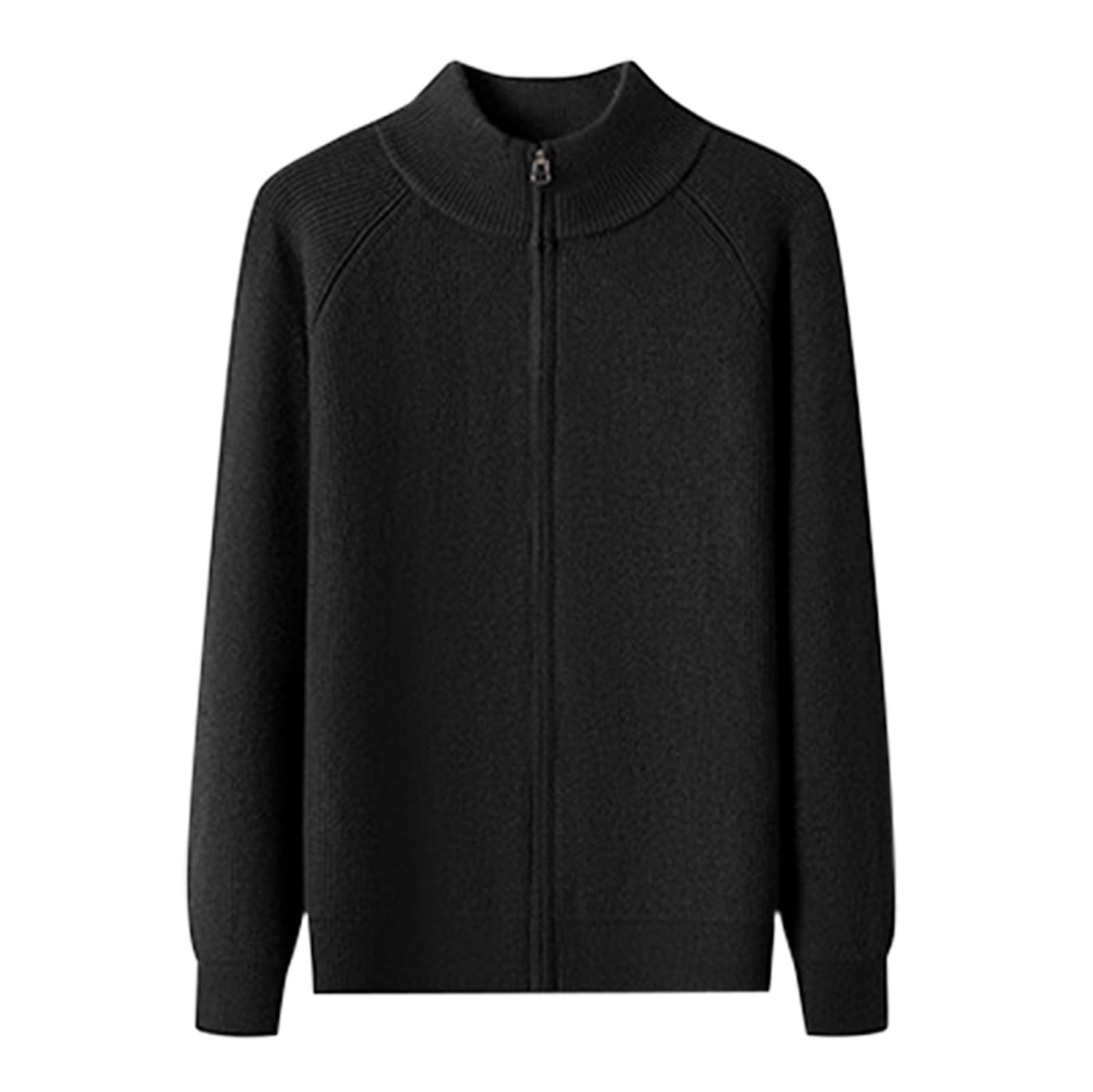 Jersey para hombre con cremallera completa, cuello alto, abrigo térmico de fácil cuidado, súper suave y cómodo, abrigos de manga larga, puños elásticos, plegable, ropa de punto de punto, ocio, golf