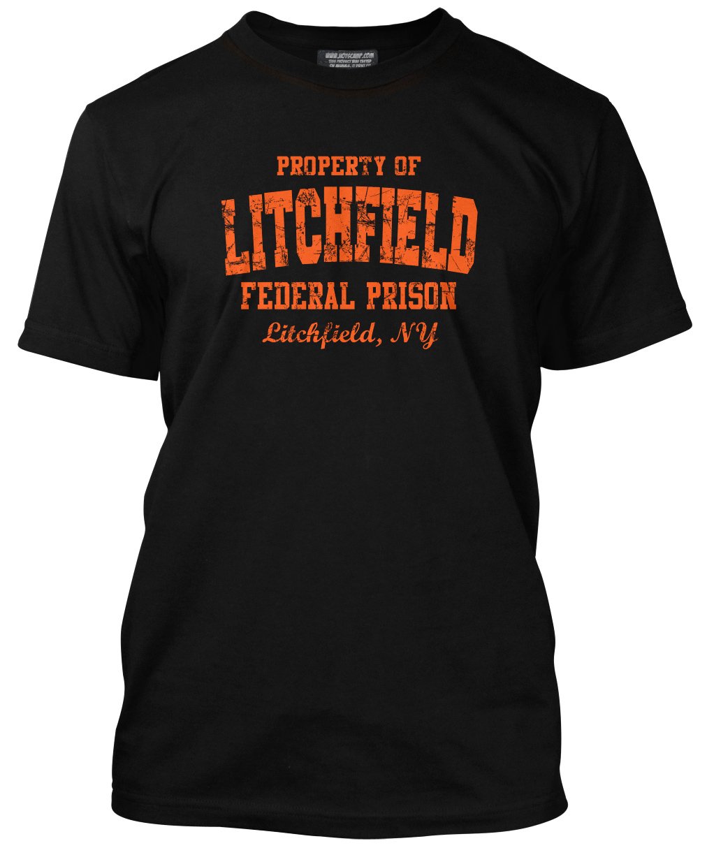 Hotscamp Women's Black Litchfield Federal Prison Orange Men's Unisex T-Shirt - Medium