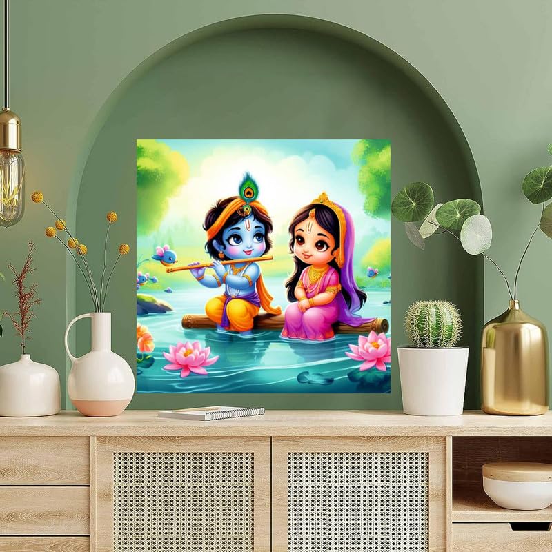 Image of British Terminal Cute little Bal Gopal Baby God Krishna| Kanha Ji | Laddu Lord Makhan Chor Painting Religious Poster for Pregnant Women for wall (matt thin vinyl,sticker,multicolor,unframed)| bj172