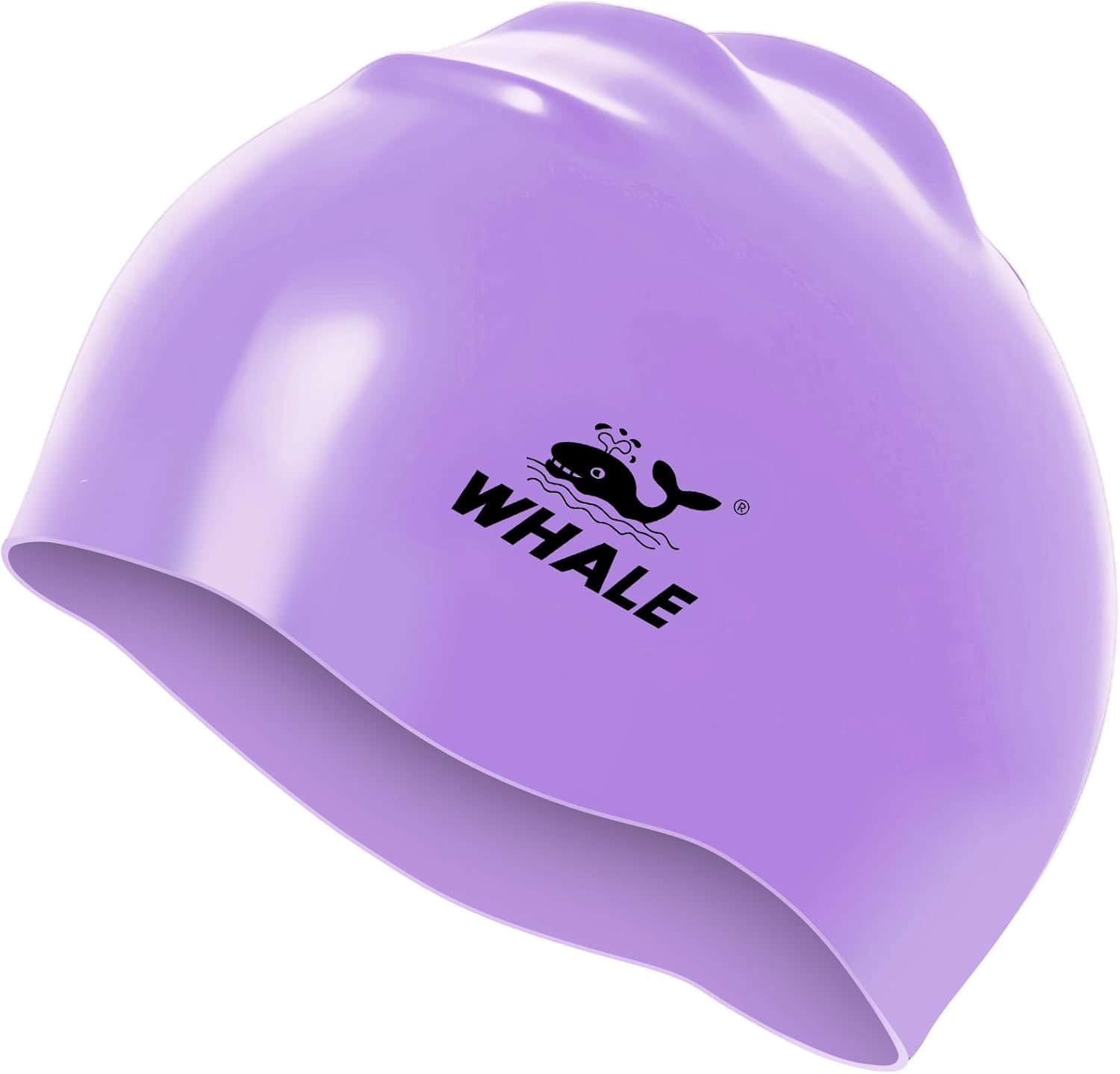 WHALE Silicone Swim Cap Waterproof,Hat with Ear Protection? Non-Slip, High Elasticity Keeps Hair Dry Unisex Large Size Suitable for Long Hair, Curly Hair and African Dreadlocks Light purple
