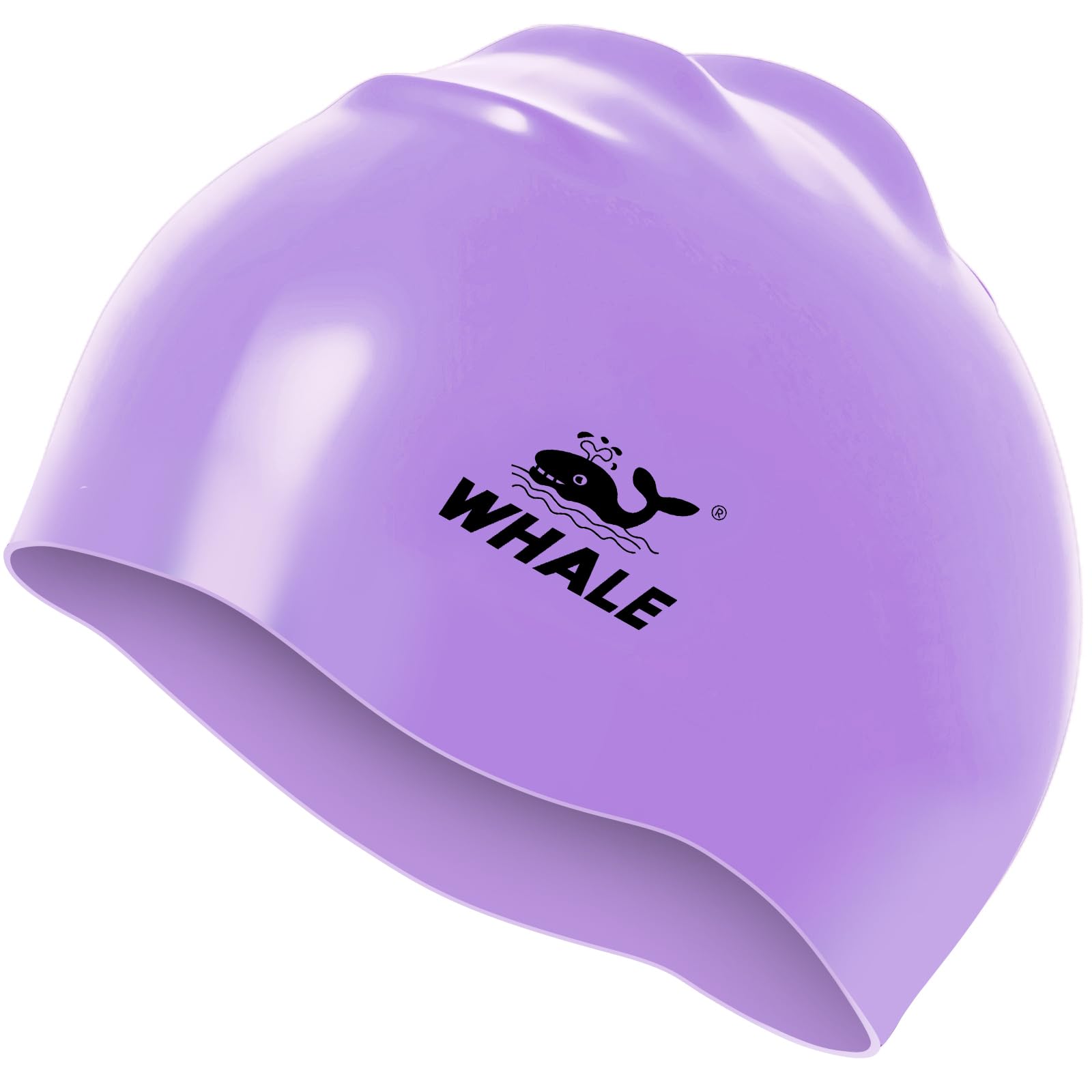 Silicone Swim Cap - Waterproof Non-Slip High Elasticity - Keeps Hair Dry Perfect for Men and Women Large Swimming Cap (Light Purple)