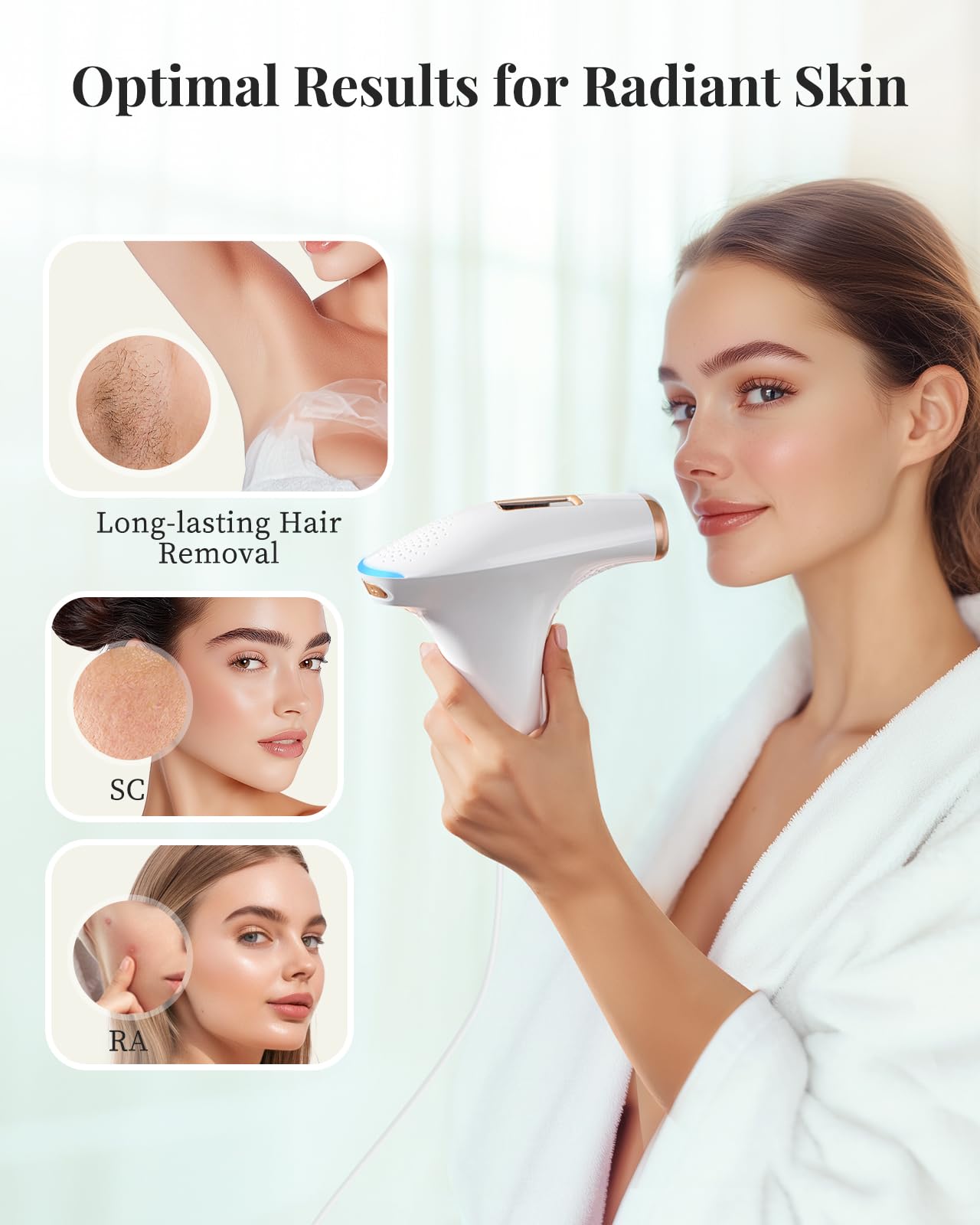Haarlosy IPL Devices Hair Removal Laser - Painless Hair Removal Device with 3 Advanced Functions HR/SC/RA, 9 Levels, 999,900 Flashes at Home for Women, Men, Armpits, Bikini, Legs, Body - 4