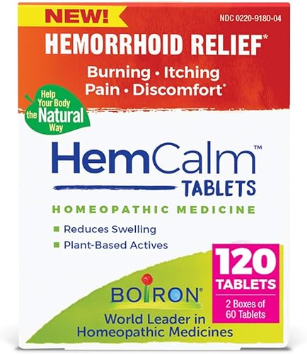 Boiron HemCalm - Tabletas para aliviar el dolor, picazón, hinchazón o malestar, 120 unidades (paquete de 1)