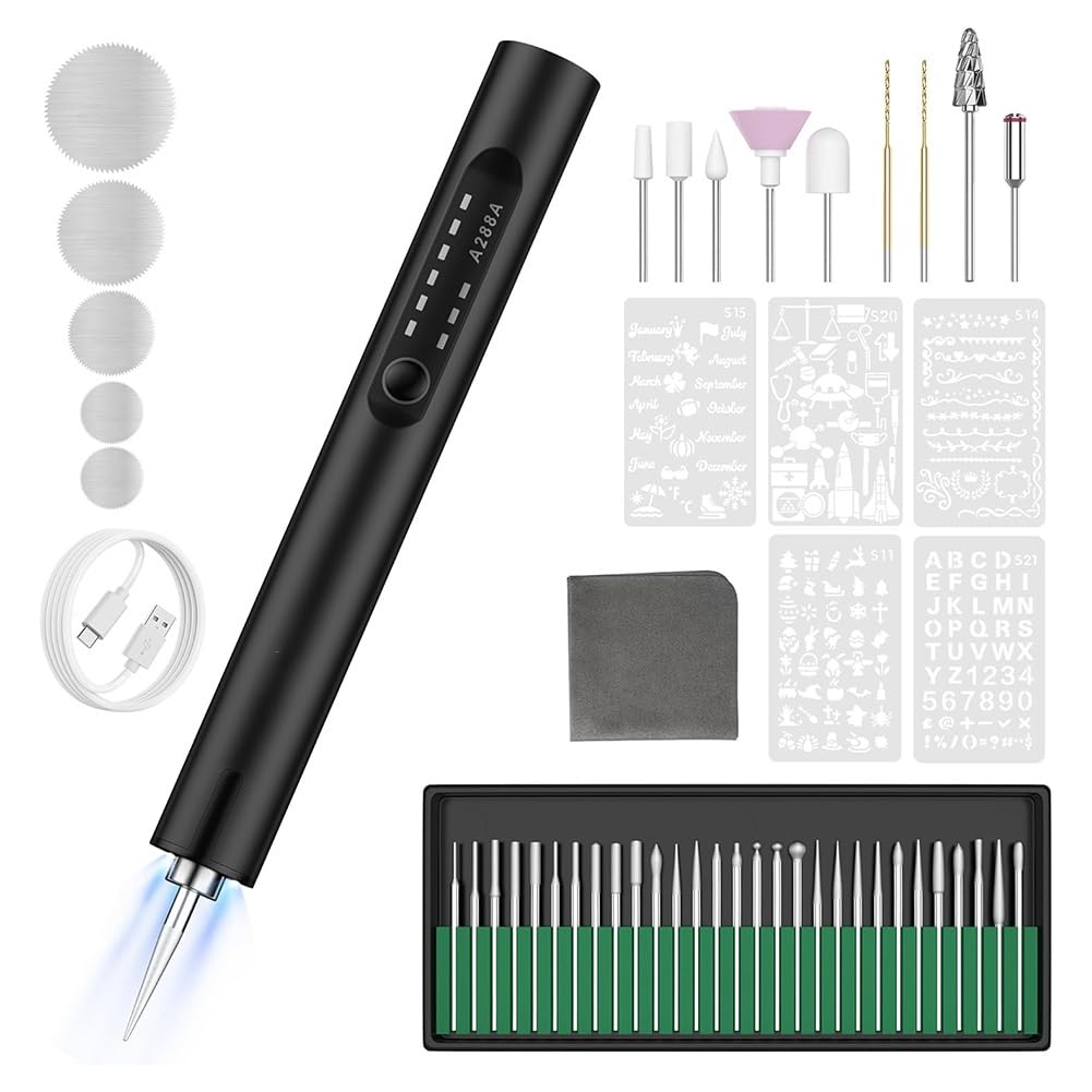 Stylo de gravure électrique sans fil avec lumière LED intégrée pour le verre et le métal