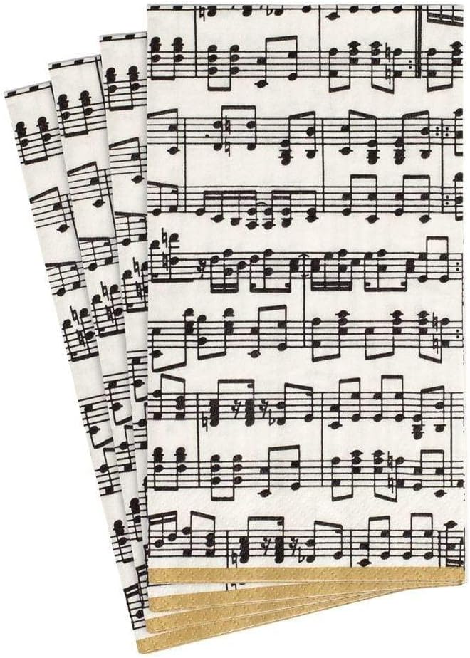 Caspari Musica Paper Guest Towel Napkins - Four Packs of 15