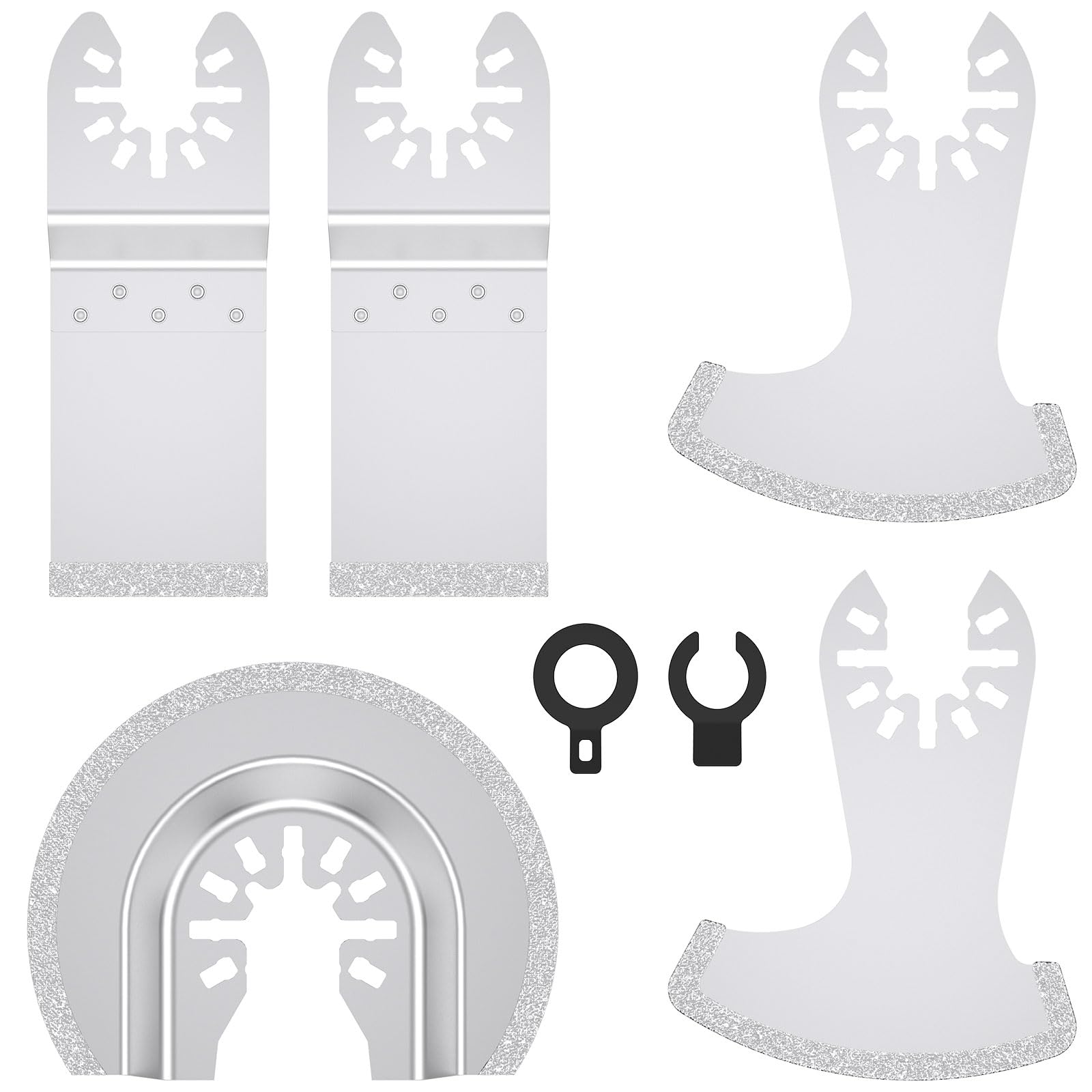 5 Pcs Oscillating Multi Tool Diamond Blades Oscillating Diamond Multitool Blade Set Mortar Cutting Saw Blades for Grout Removal and Tile Semicircle Blade