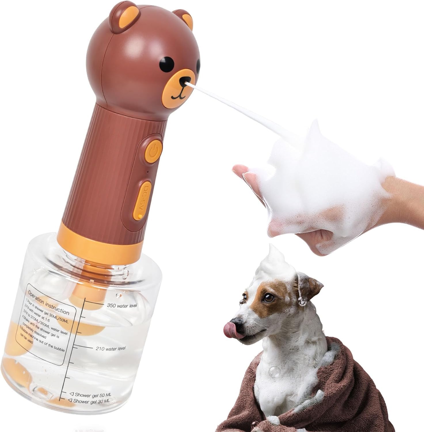 Katoggy Electric Foaming Shampoo Dispenser for Dog and Cat Bathing, Rechargeable Soap Dispenser for Pet Bathing, Bathroom, Kitchen Sink, Toilet